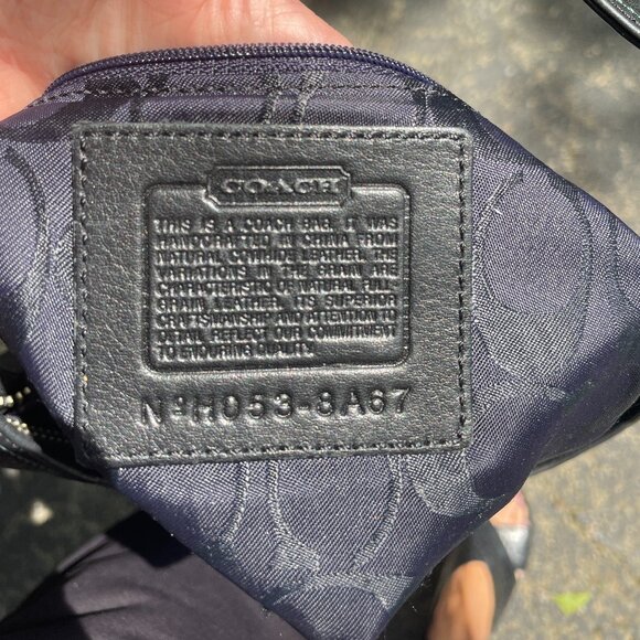 Vintage COACH Hamptons Large Hobo Clip #8A67 — Black w/ Teal Contrast Stitching - Picture 3 of 14